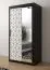 elegante kledingkast Dom 78, kleur: mat zwart / mat wit - afmetingen: 200 x 100 x 62 cm (H x B x D), met één spiegel