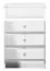 Nachtkastje Sydfalster 07, kleur: Wit / Wit hoogglans - Afmetingen: 68 x 45 x 34 cm (H x B x D), met 3 laden en 1 schap