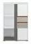 Jugendzimmer - Kommode Connell 06, Farbe: Weiß / Anthrazit / Hellgrau - Abmessungen: 136 x 92 x 40 cm (H x B x T), mit 2 Türen, 2 Schubladen und 5 Fächern