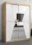 Schiebetürenschrank / Kleiderschrank Naranco 03 mit Spiegel, Farbe: Eiche Sonoma / Weiß matt - Abmessungen: 200 x 150 x 62 cm ( H x B x T)