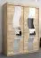 Schuifdeurkast / kleerkast met spiegel Hacho 03, kleur: Sonoma eiken - afmetingen: 200 x 150 x 62 cm ( H x B x D)