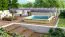 Houten zwembad 1 rechthoekig, kleur: (natuur) keteldruk geïmpregneerd, Ø 476 cm, incl. ladders & filterpakket