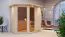 Sauna "Bjarki 1" SET met gebronsde deur en kroonlijst met BIO-kachel 9 kW - 210 x 165 x 202 cm (B x D x H)
