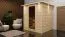 Sauna "Jonna" SET mit Kranz und graphitfarbener Tür - Farbe: Natur, Ofen 9kW - 224 x 210 x 206 cm (B x T x H)