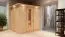 Sauna "Eemil" SET met energiebesparende deur en kroon - kleur: naturel, kachel externe regeling eenvoudig 9 kW - 210 x 184 x 202 cm (B x D x H)