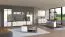 TV-meubel / TV-plank met twee deuren Kanjiza 05, kleur: eiken Flagstaff / wit / wit hoogglans, twee laden, vier vakken, afmetingen: 59,5 x 162 x 40 cm