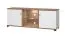 TV-meubel / TV-meubel met twee deuren Kanjiza 02, kleur: eiken Flagstaff / wit / wit hoogglans, twee kabelgoten, afmetingen: 59,5 x 157 x 40 cm, zes vakken