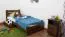 Einzelbett / Gästebett Kiefer Vollholz massiv Nussfarben A24, inkl. Lattenrost - Abmessung 90 x 200 cm 
