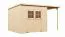 19 mm tuinhuis / 3,84 x 2,39 meter / tuinhuis incl. aanbouwdak / onbehandeld / berging / incl. vloer / platdak / Mainz 04 / omlijste massief houten deur met ramen