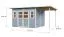 19 mm prefab elementen tuinhuis / tuinhuis met aanbouwdak / 4,32 x 2,45 meter / inclusief vloer / lichtgrijs gelakt / licht uitsparingen van echt glas / platdak / Freiberg 04