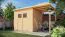 Tuinhuisje Dresden 03 met verlengd dak incl. vloer, onbehandeld - 14 mm prefab / elementen tuinhuis, bruikbare oppervlakte: 4,20 m², lessenaarsdak