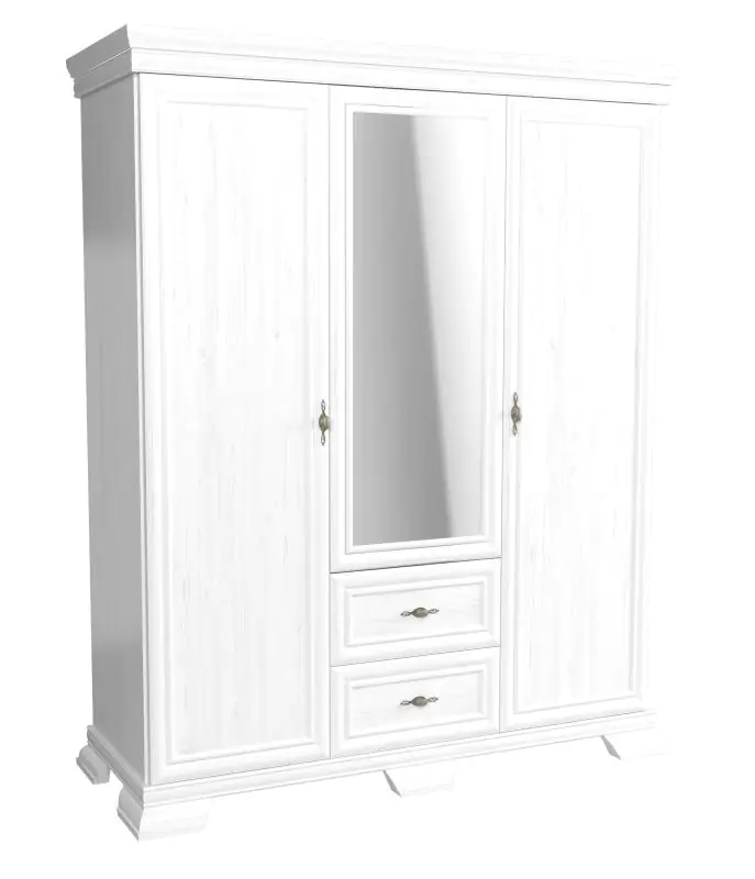 Draaideurkast / kledingkast Sentis 24, kleur: wit grenen - 193 x 158 x 62 cm (H x B x D)