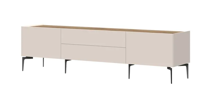 TV-meubel Asau 08, kleur: kasjmier / donker eiken - Afmetingen: 56 x 206 x 47 cm (H x B x D)