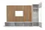 Woonwand met wandpaneel Kinn 04, kleur: eiken Artisan / grijs - afmetingen: 148 x 220 x 35 cm (H x B x D), met vier deuren en 8 vakken