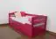 Eenpersoonsbed / stapelbed "Easy Premium Line" K1/h/s incl. 2e onderschuifbed en 2 afdekpanelen, 90 x 200 cm massief beukenhout kleur: roze