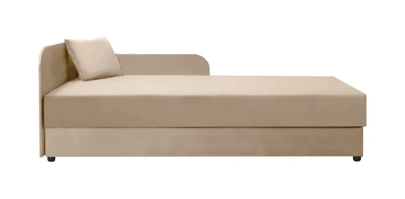 Modern bed / logeerbed incl. kussen Lobatos 23, kleur: beige, ligoppervlak: 90 x 195 cm, hoofdeinde links, opbergruimte, slaapbank, Bonell-veren kern