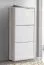 Schuhschrank Furna 11, Farbe: Weiß Hochglanz / Eiche - Abmessungen: 130 x 55 x 28 cm (H x B x T)