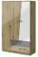 Draaideurkast / kledingkast Sirte 03, kleur: eiken / wit / grijs hoogglans - afmetingen: 190 x 120 x 50 cm (H x B x D)