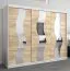 Schuifdeurkast / kleerkast met spiegel Hacho 06, kleur: mat wit / eik sonoma - afmetingen: 200 x 250 x 62 cm ( H x B x D)