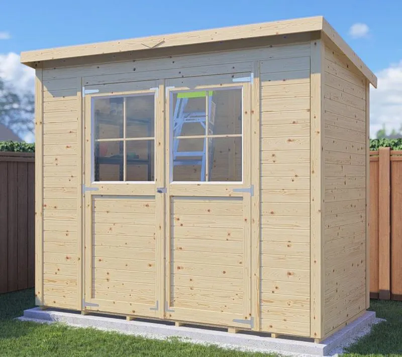 Steiner tuinhuis / berging Glücksburg 02 / dubbele deuren incl. ramen / incl. vloer / onbehandeld / bruikbare oppervlakte: 2,92 m² / lessenaarsdak / houten schuur
