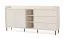 Kommode | 3 Schubladen | Farbe: Beige mit Holzstruktur | 5 Fächer | Maße: 193,5 x 42 x 91 cm | 2 Drehtüren | Beine & Griffe: Metall | Sideboard