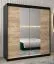 Schuifdeurkast / kledingkast Bisaurin 4B met spiegel, kleur: zwart / eiken Sonoma - Afmetingen: 200 x 180 x 62 cm ( H x B x D)