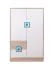 Kinderkamer - Commode Fabian 07, kleur: eiken lichtbruin / wit / blauw - 130 x 80 x 40 cm (H x B x D)