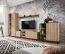 Woonwand Nordkapp 02, kleur: Hickory Jackson / zwart - Afmetingen: 192 x 320 x 45 cm (H x B x D), met twee LED-verlichtingen
