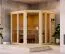 Sauna Laurino / 68 mm wand dikte / Noordse spar / 9 kW biokachel met externe bedieningseenheid / 196 x 196 x 198 cm / Superieure ligstoelen van massief espenhout