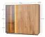 Vitrine kast Sienne 12 van getint glas en massief wilde eiken natuur, 115 x 135 x 37 cm, 3 deuren, 6 schappen, 9 vakken, hout: geborsteld, geolied, incl. LED