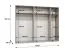 Kledingkast | 5 deuren | Kleur: kasjmier | 2,5 meter breed | Handgrepen: goud | 3 kledingstangen | 3 vakken | Maten: 250 x 52 x 202 cm | ABS-randbescherming