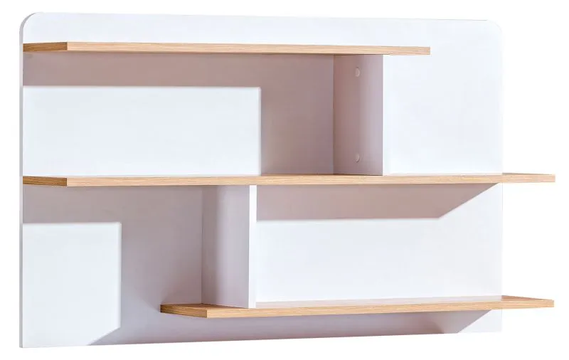 Jeugdkamer / tienerkamer - wandrek / hangplank Dennis 08, Kleur: essen / wit - Afmetingen: 65 x 110 x 22 cm (H x B x D)
