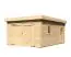 Blokhut profielplanken garage met plat dak gemaakt van 38 mm blokhut profielplanken, kleur: onbehandeld, grondoppervlakte 20,78 m²