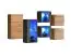 Moderne set hangkasten / bovenkasten Volleberg 111, kleur: eiken Wotan / grijs - Afmetingen: 80 x 150 x 25 cm (H x B x D), met blauwe LED-verlichting