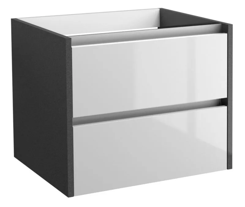 wastafelmeubel Kolkata 54, kleur: wit glanzend / antraciet glanzend - 50 x 60 x 46 cm (H x B x D)