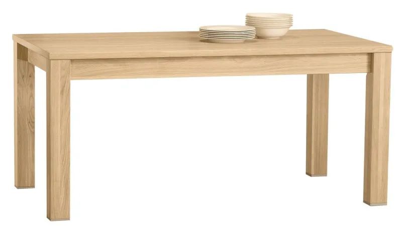 Uitschuifbare eettafel Bujari 02 (hoekig), kleur: lichtbruin, eik - deels massief - 160 - 220 x 90 cm (L x D)