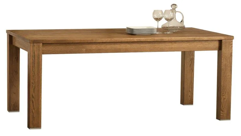 Uitschuifbare eettafel Bujari 01 (hoekig), kleur: bruin, eik - deels massief - 160 - 220 x 90 cm (B x D)