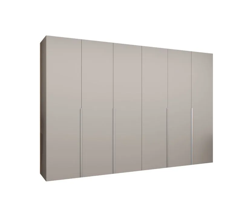 Draaideurkast met soft-close functie Eiger 54, kleur: kasjmier, 3 meter breed, vier kledingrails, garderobe, grepen: kasjmier, vier vakken