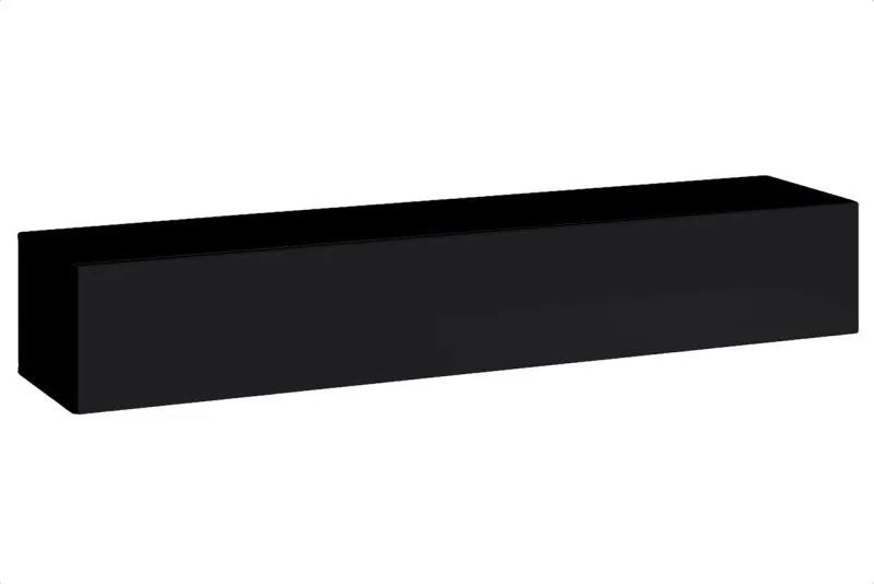 Moderner TV-Unterschrank mit einer Tür Fardalen 26, Farbe: Schwarz - Abmessungen: 30 x 180 x 40 cm (H x B x T), mit drei Fächer
