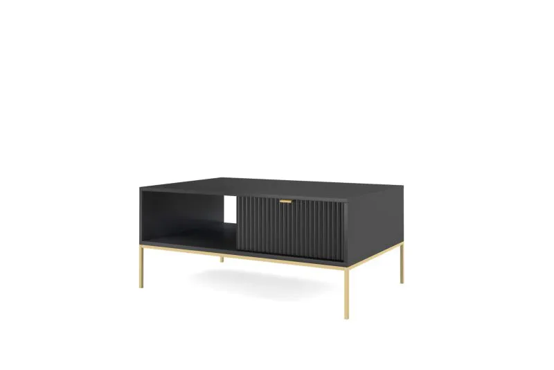 Salontafel met één lade Worthing 41, kleur: zwart / goud - Afmetingen: 46 x 104 x 68 cm (H x B x D)