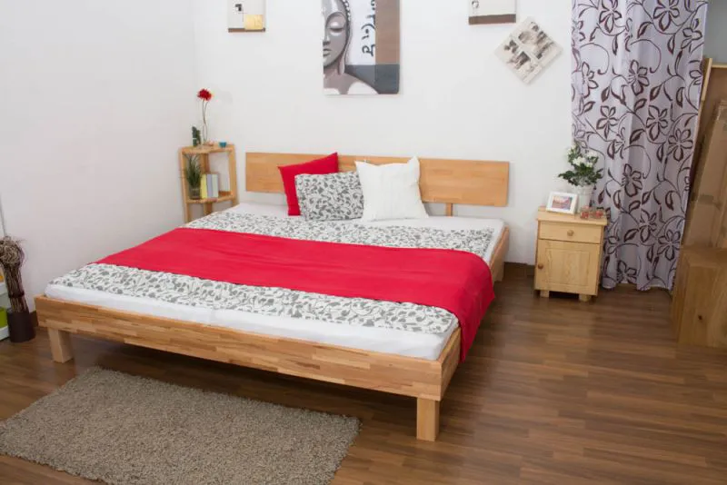 Futonbed / massief houten bed Houten Nature 02 beukenkernhout geolied - ligvlak 200 x 200 cm (b x l)