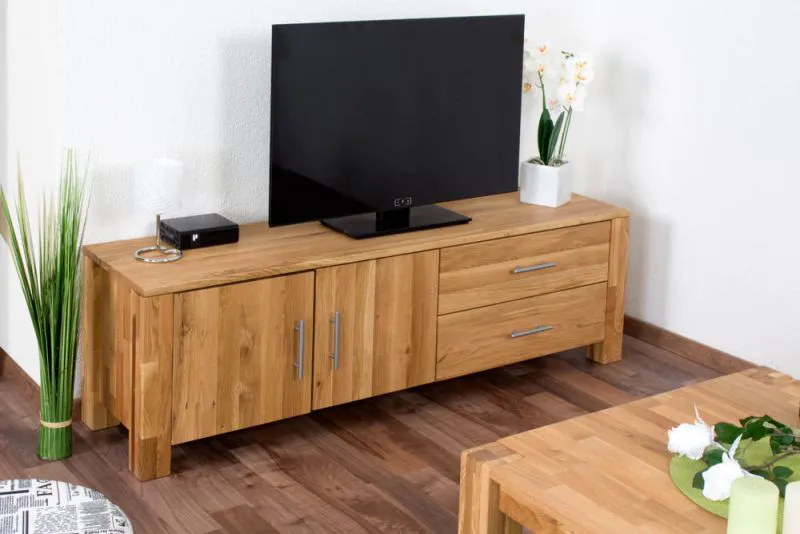 Ladekast Wooden Nature 127 massief eiken - 48 x 160 x 40 cm (H x B x D)