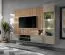 Wohnwand | Farbe: Clay Grau / Eiche Artisan | Push-to-open Funktion | 200 x 35 x 148 cm | inkl. LED-Beleuchtung | 1 TV-Unterschrank | 1 Vitrine