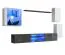 Moderne woonkamerwand Volleberg 39, kleur: wit / grijs - Afmetingen: 140 x 250 x 40 cm (H x B x D), met blauwe LED verlichting