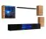 Stijlvol wandmeubel Volleberg 45, kleur: Wotan eik / zwart - Afmetingen: 140 x 250 x 40 cm (H x B x D), met LED-verlichting