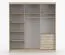 Kledingkast / schuifdeurkast | wit / Sonoma eik | Sredna 02 | met spiegel | 2 deuren | 218 x 203 x 61 cm | 3 laden | 7 vakken