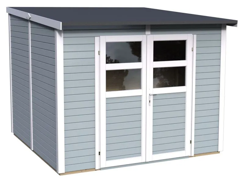 Tuinhuis Freiberg 03 incl. vloer, lichtgrijs gelakt - 19 mm tuinhuis, bruikbare oppervlakte: 5,83 m², lessenaarsdak