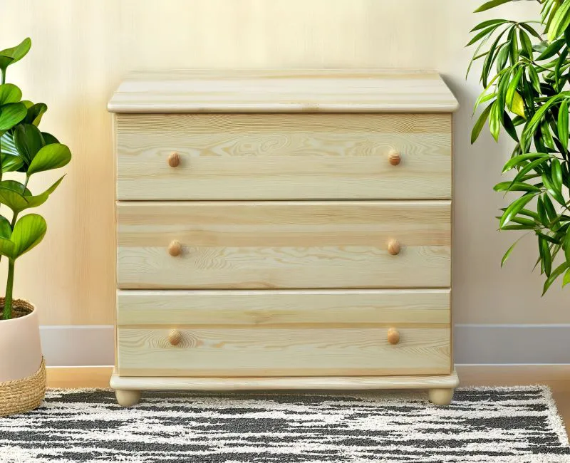 dressoir / ladekast massief grenen natuur Junco 147 - afmetingen 78 x 100 x 42 cm (h x b x d)