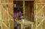 tuinschuur / gereedschapskast met tafel Offingen, groen geïmpregneerd - Buitenmaten met dak: 125 x 66 x 186 cm (L x B x H)