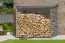 houtopslag / openhaardhout opslag 02 met achterwand, kleur: grijs - gemaakt van grenen hout - afmetingen: 237 x 114 x 203 cm (L x B x H)